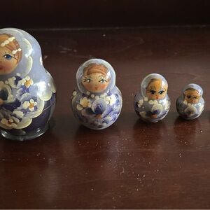 Hand-Painted Bluish Purple Matryoshka Dolls
